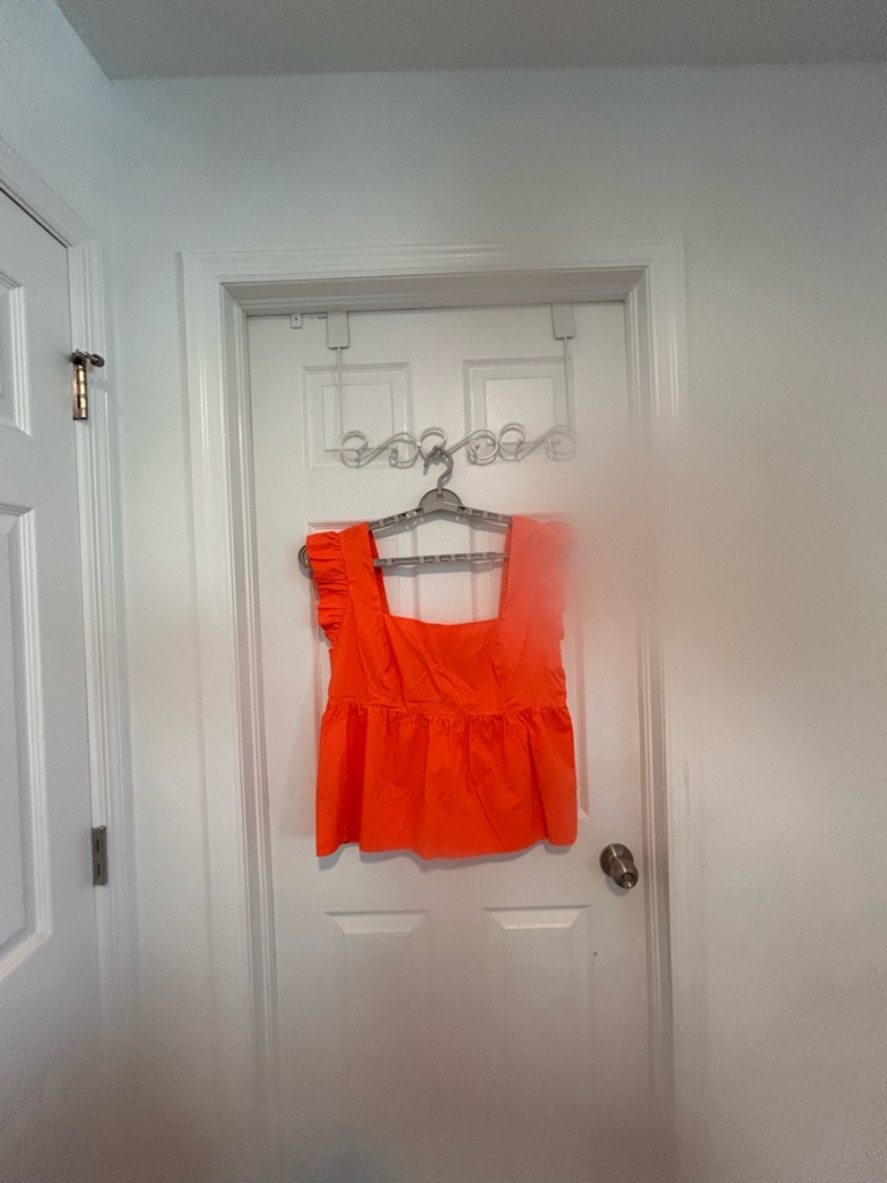 Lilly Pulitzer Bright Orange Peplum Crop Top w Smocking 100% Cotton Size 16